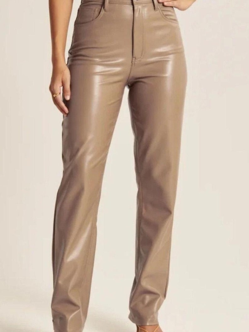 Abercrombie & Fitch Vegan Leather Pants The 90's Straight Ultra High Rise 32
